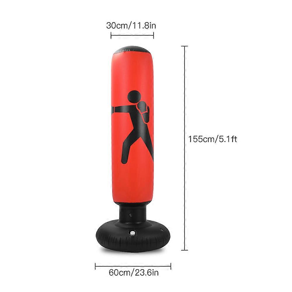 Inflatable PVC Punching Bag Stand 155cm Yellow/Black/Red