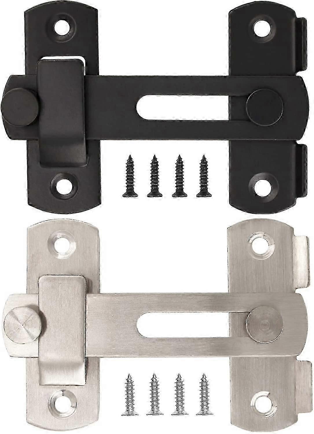 2 Pack Barn Door Lock with Flip Latch, 4" Stainless