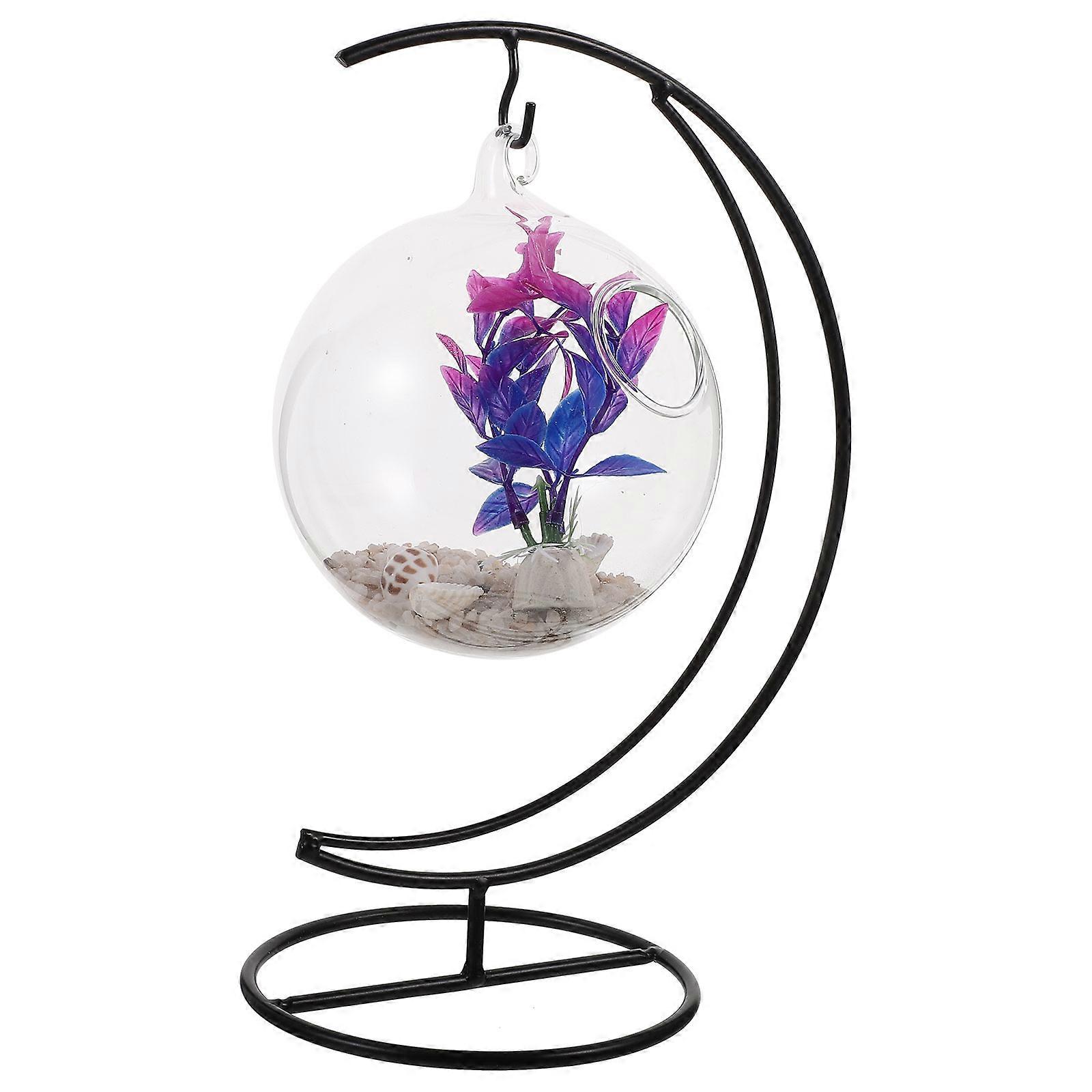 Desktop Fish Tank for Storage Made of Glass and Iron Multi-color Hydroponic Container Small Size