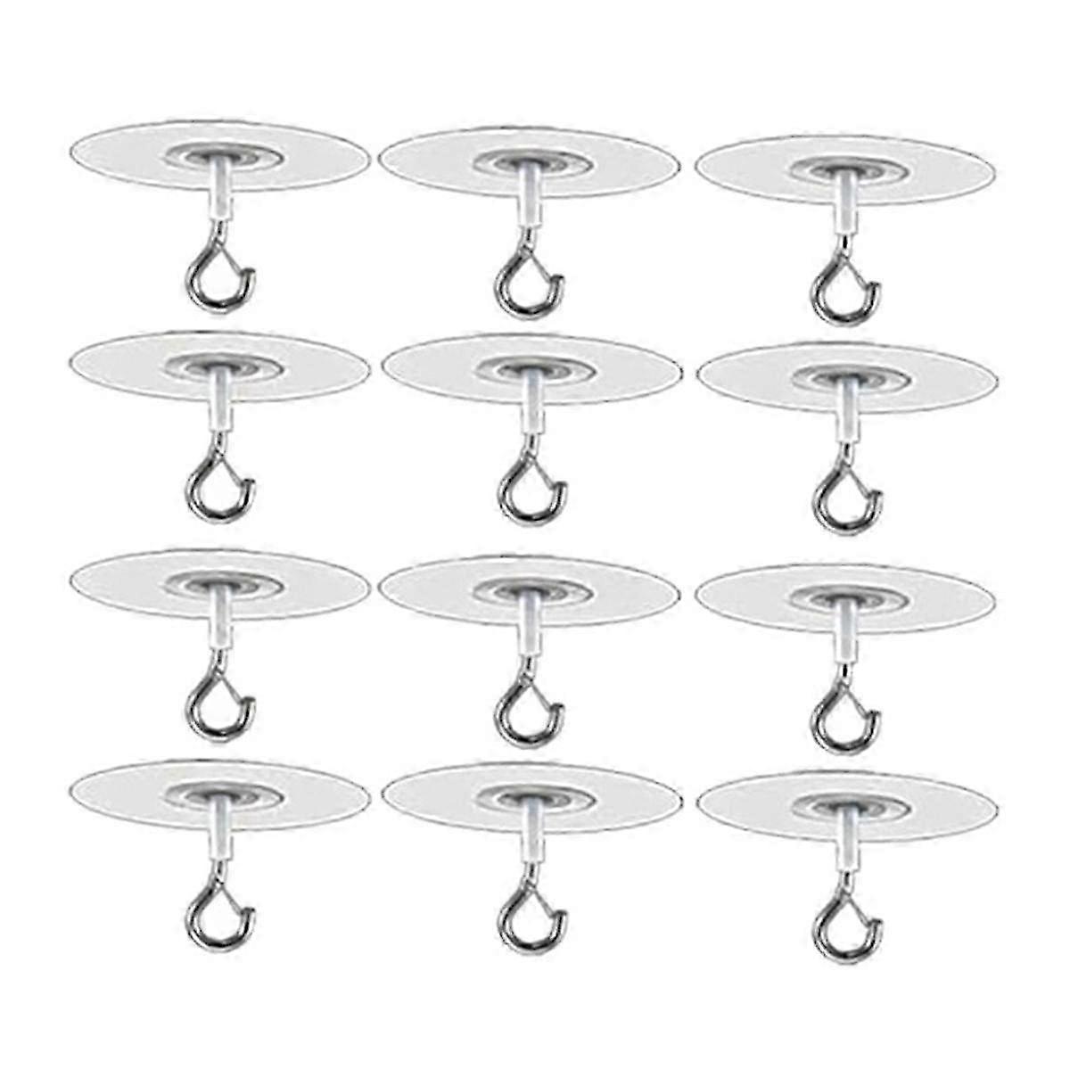 12Pcs Self Adhesive Ceiling Hooks No Drilling Ceiling Hooks for Hanging Small Plants Wind Chimes