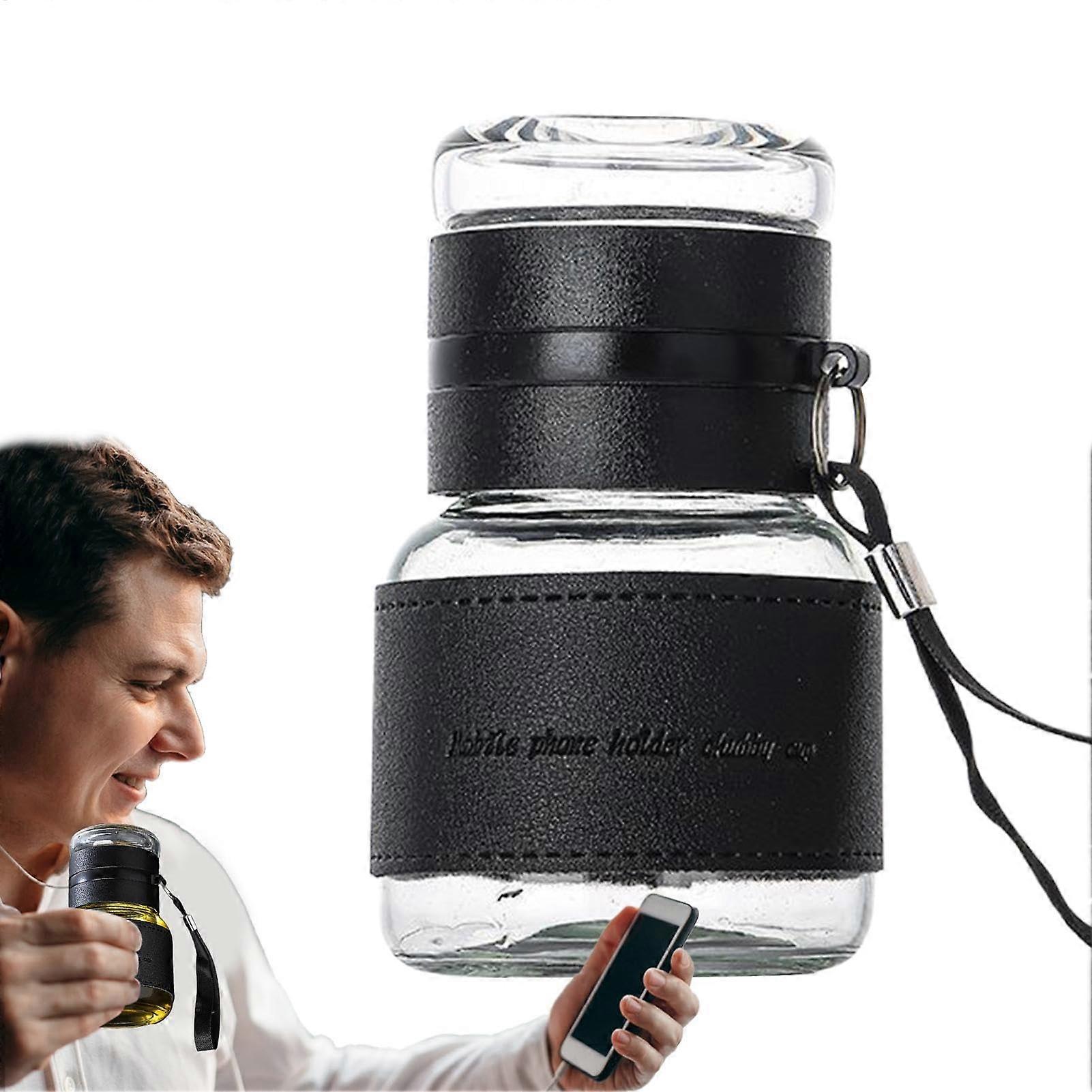 Tea Infuser Bottle with Double Layered Design, Heat Resistant, Leakproof Travel Mug, 13.3x8cm for Home and School