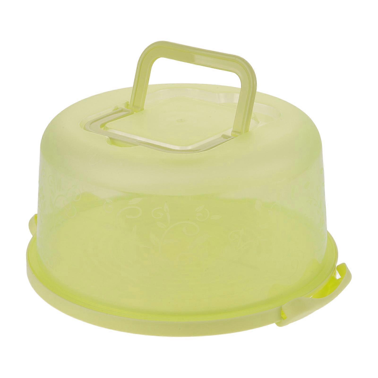 Green Plastic Cake Carrier for Storage with Handle and Semitransparent Design, Perfect for Home Baking