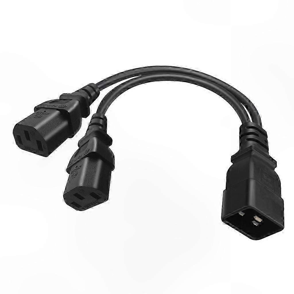 C20 to 2x C13 Power Y Splitter Adapter, IEC 320 Male Plug to Dual Female Connectors