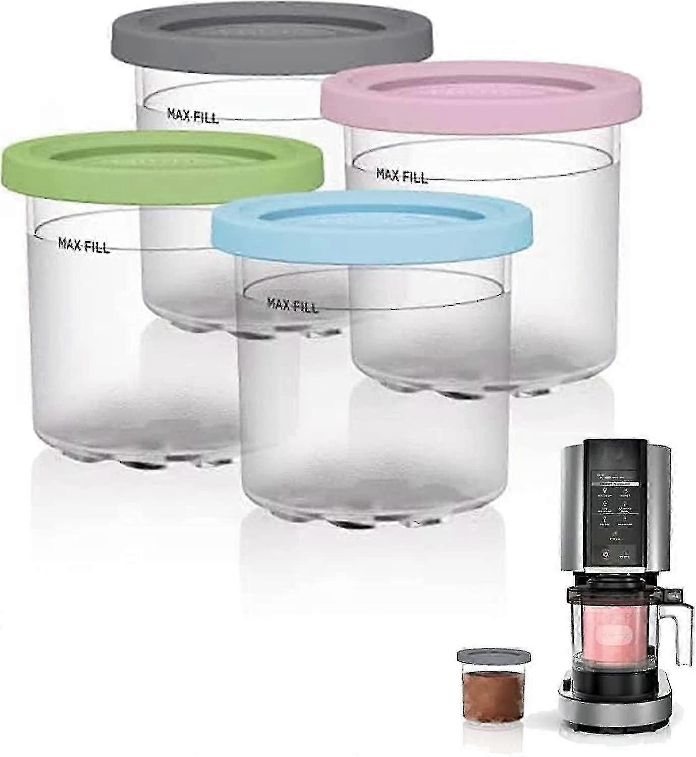 Ice Cream Pints with Lids, Replacement Containers for Ninja Creami NC301/NC300 Series – 4 Colors Set