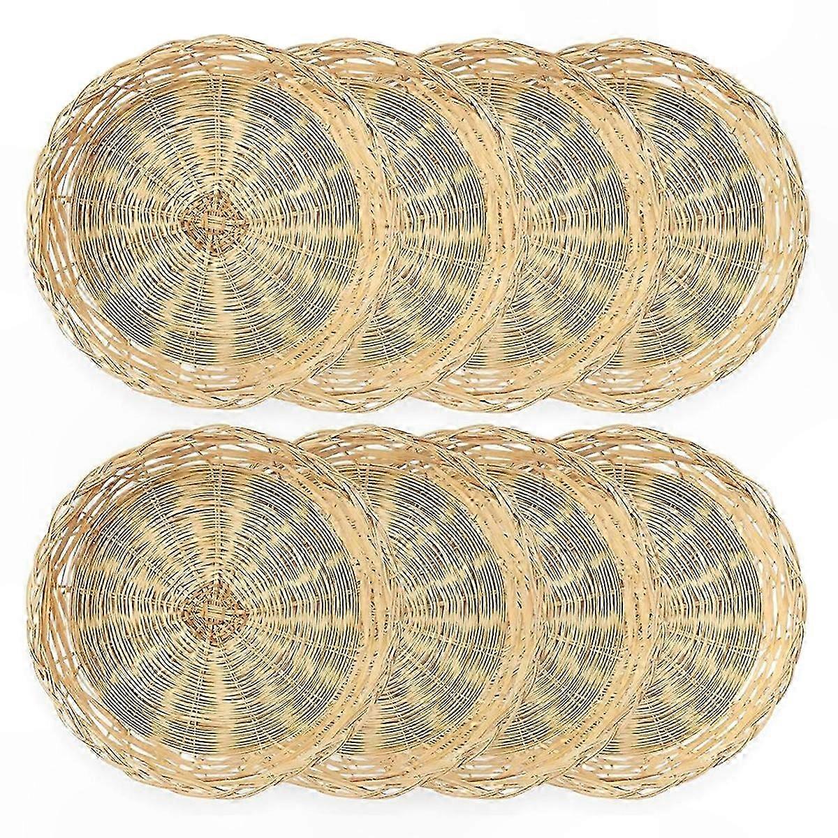 8-Pack Reusable Bamboo Plate Holders, 10" Eco-Friendly Dinnerware Set for Everyday Use