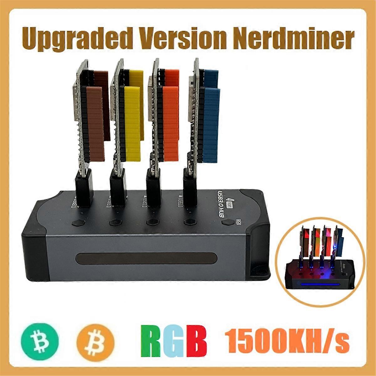 NerdMiner Hub 1500KH/S Solo Lottery Miner 4X370KH/S Miner Combo Kit Bitcoin  BTC Miner Asic