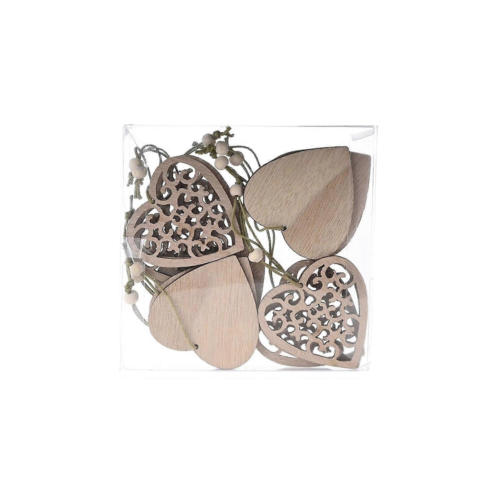 Merry Christmas Decorations 4Pc Wooden Hangers HollowOut Small Tree Hangers In Transparent Box Color 3