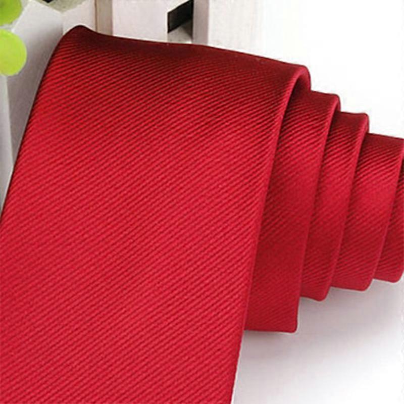 Classic Red Slim Polyester Tie for Men 145x6cm Wedding Banquets