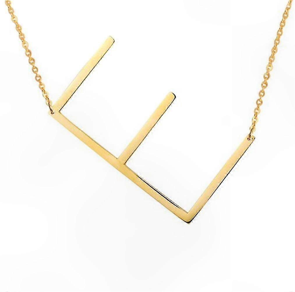 Anpassningsbart halsband med stort brevhänge - rostfritt stål Script Name Monogram för kvinnor gåva (finns i A-Z)