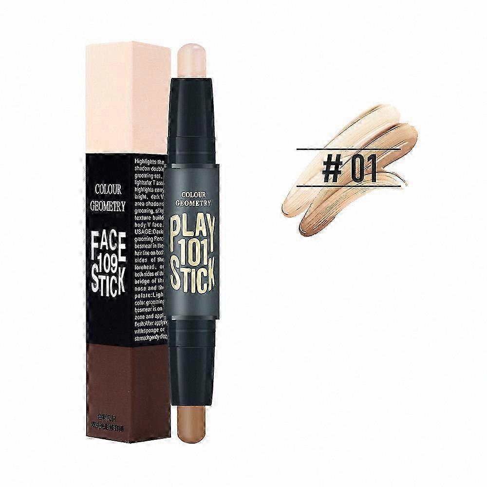 Dual-ended Contour Stick with Bronzer and Highlighter for Face Makeup Shading and Definition Sticks Portable Beauty Tool