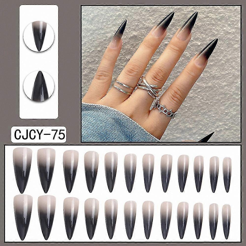 24-Piece Removable Pointed False Nails with Adhesive Tabs, Non-Fading Artistic Design for Gifting
