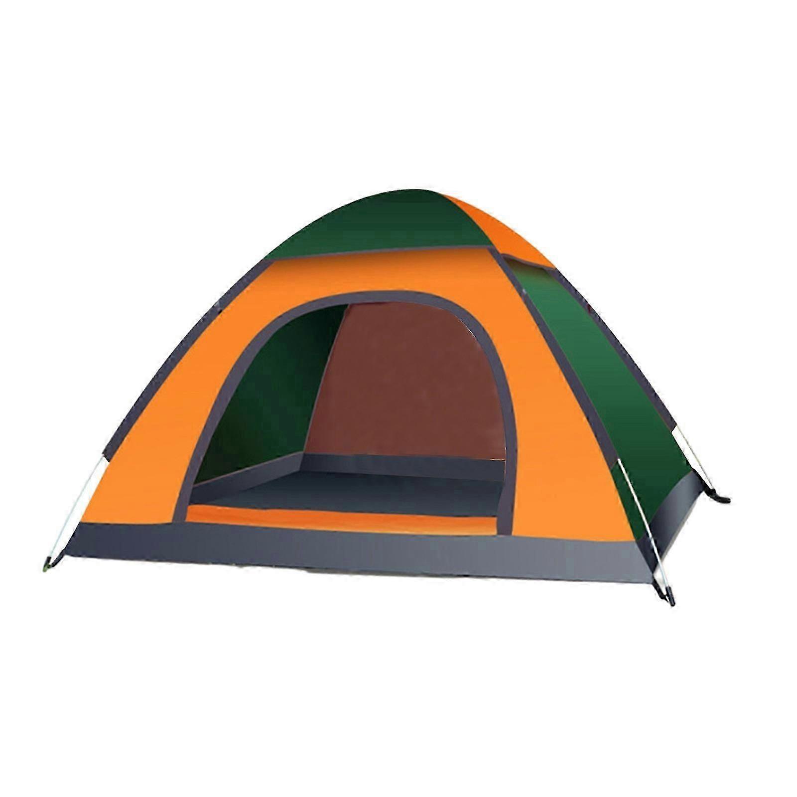 Orange Camping Tent 2 Person Automatic Quadrangle Tent With Easy Setup 1 Door And 1 Skylight