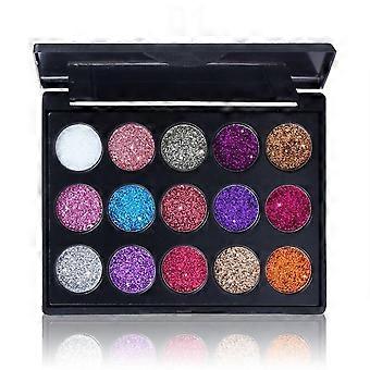 1Set Glitter Oogschaduw Palet 15 Tinten Glanzend En Gepigmenteerd Mineraal Geperst Poeder| oogschaduw