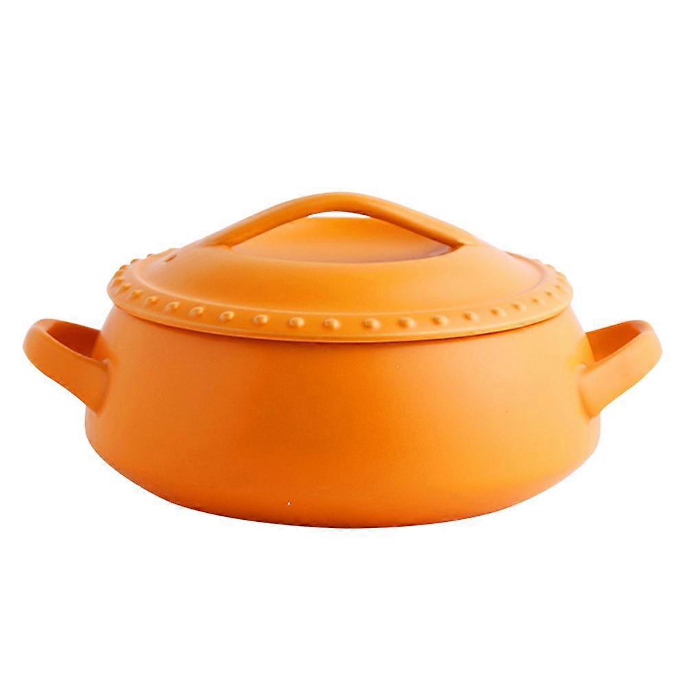 Household Soup Pot for Cooking 1Pcs Orange Ceramic Earthenware with Lid