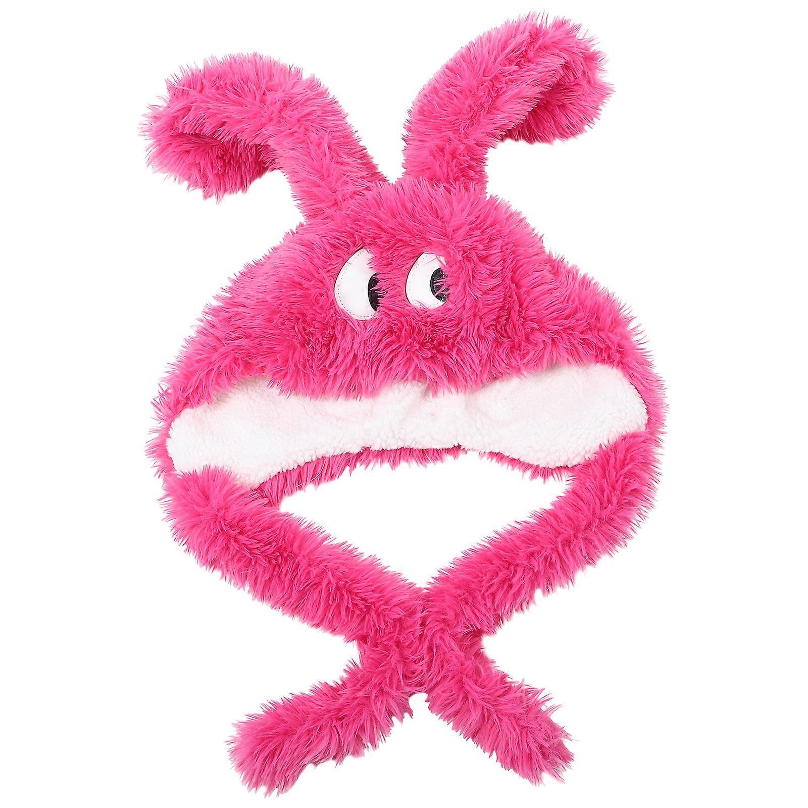 Round Dog Ears Beanie Hat Winter Use Warmth Protection from Cold Wind Rosy Color Wool Material 1Set