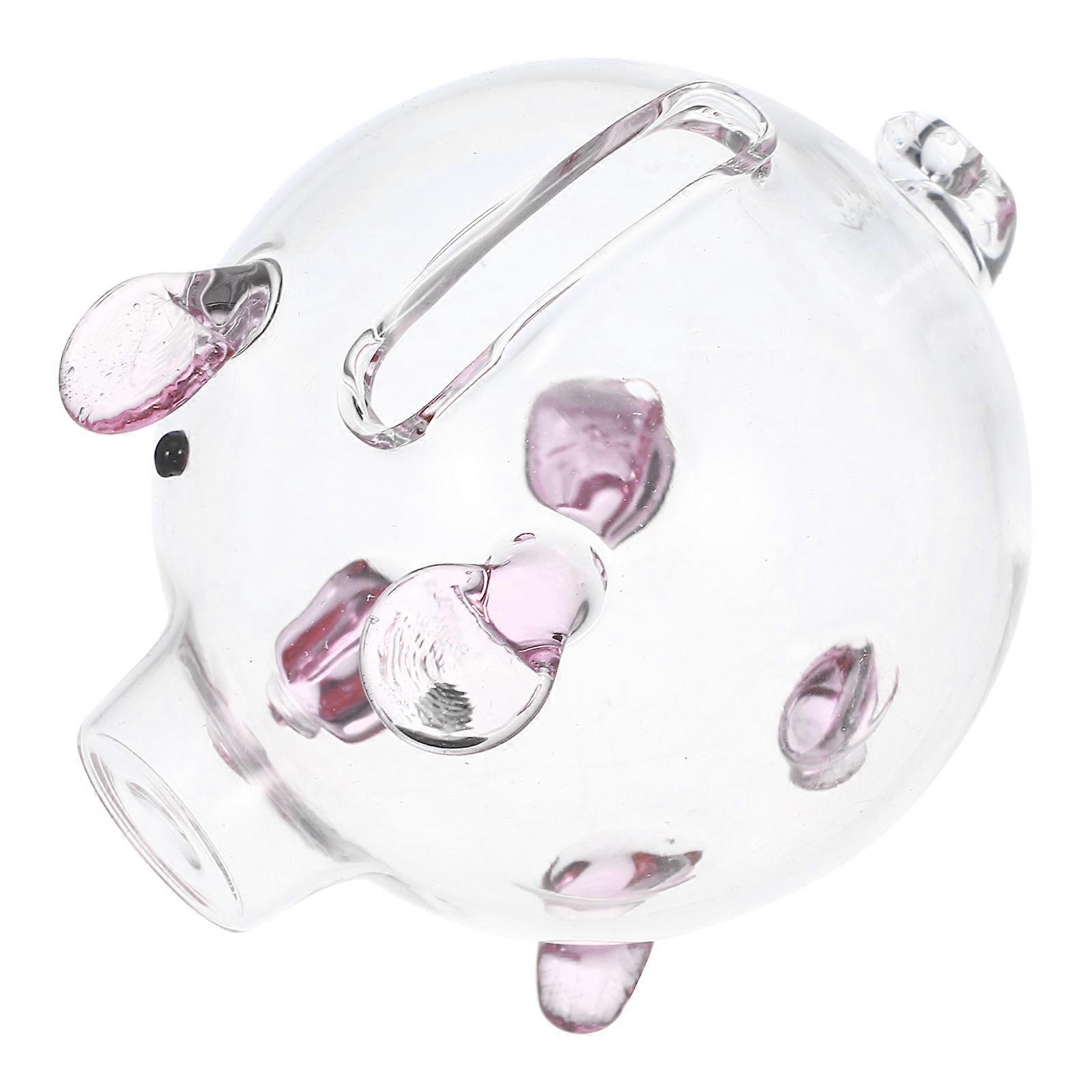 Glass Piggy Bank Clear Coin Box for Decor 4Pcs Pink Transparent Style