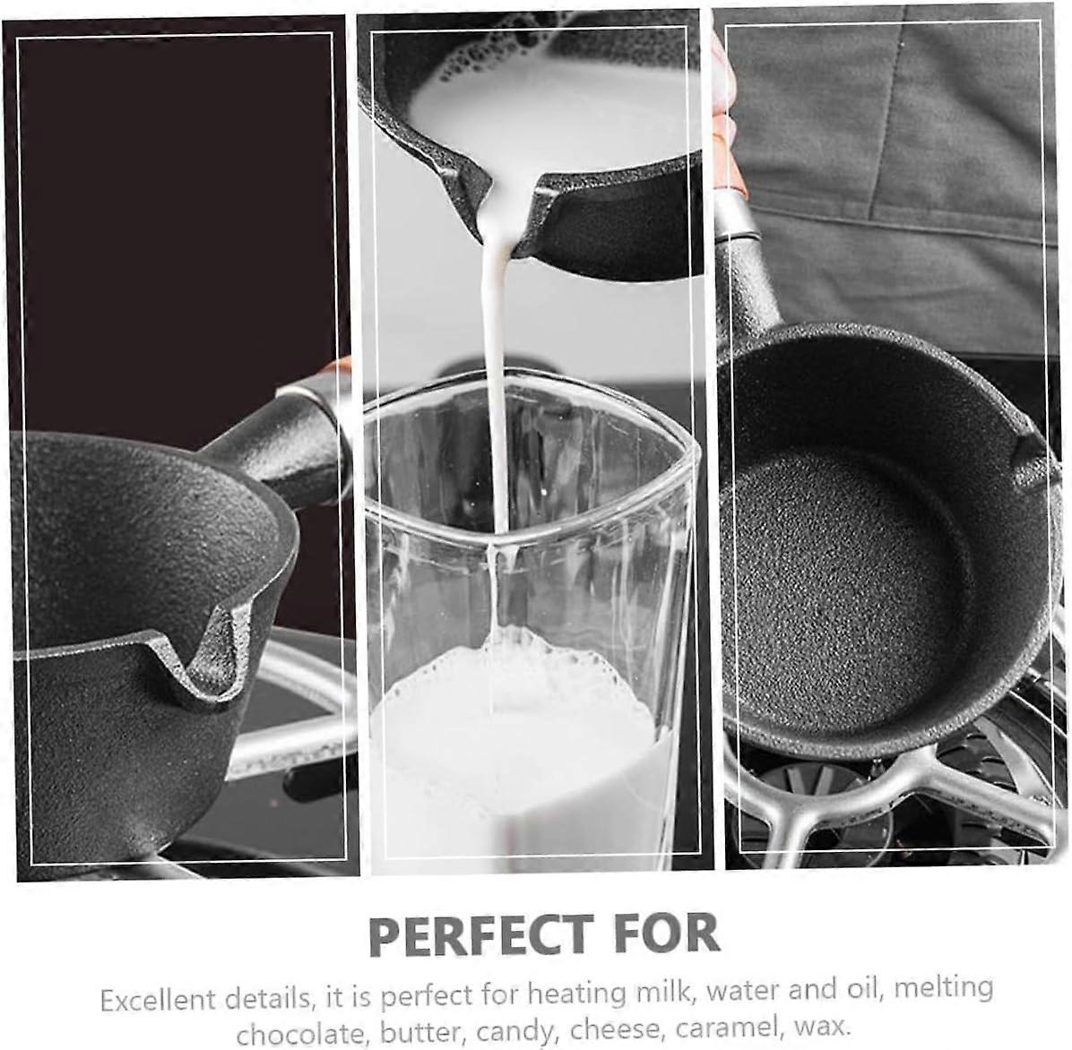 Cast Iron Mini Milk Pot Nonstick Saucepan Gas Induction Compatible Thick Bottom Heat Resistant Pan