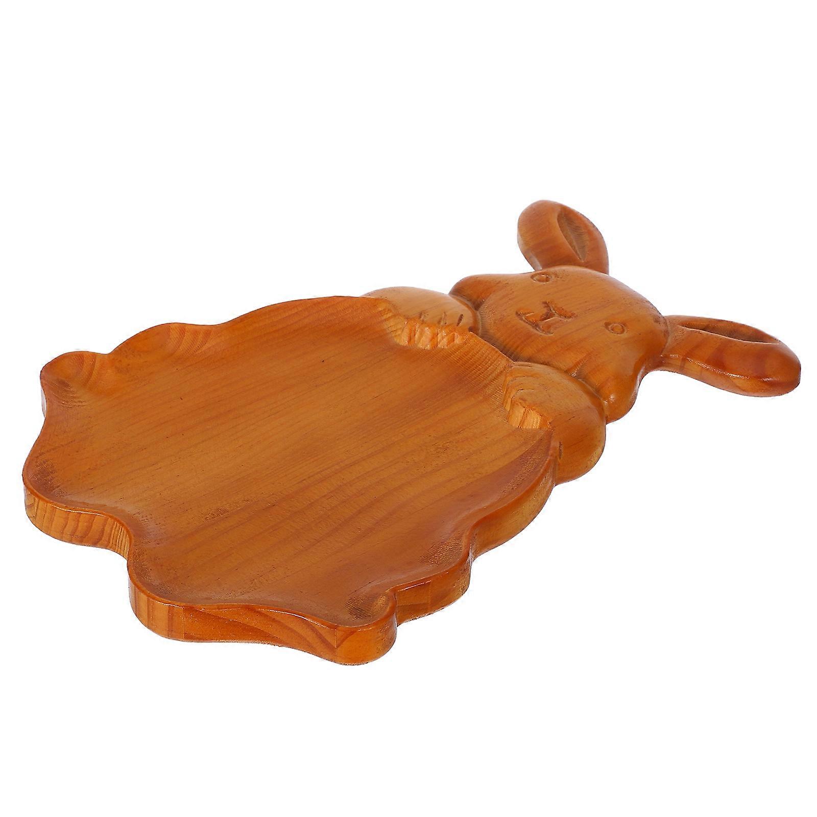 Wooden Bunny Serving Tray Rabbit Shape for Dessert 3Pcs Pack