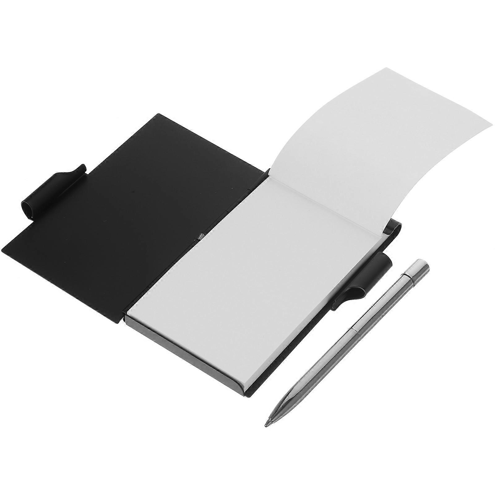 Pocket Notebook Metal Mini Notepad for Office Notes 2Pcs with Pen Case