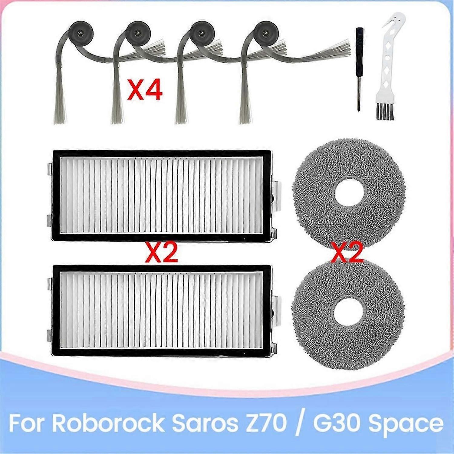 10Pcs Replacement Parts for Saros Z70 / G30 Space Robot Vacuum Attachments Side Brushes HEPA Filters