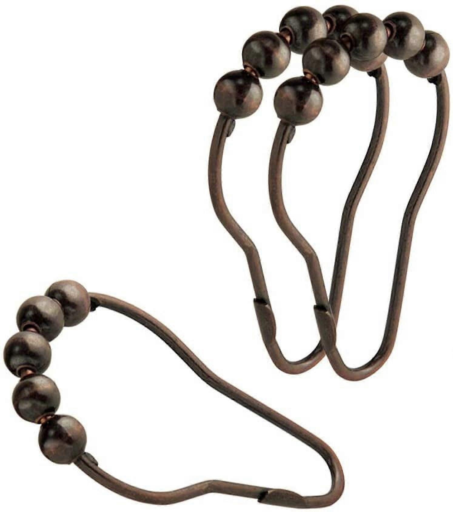 Solid Metal Rolling Ball Rings Shower Curtain Hooks Bronze, 12pcs Pack