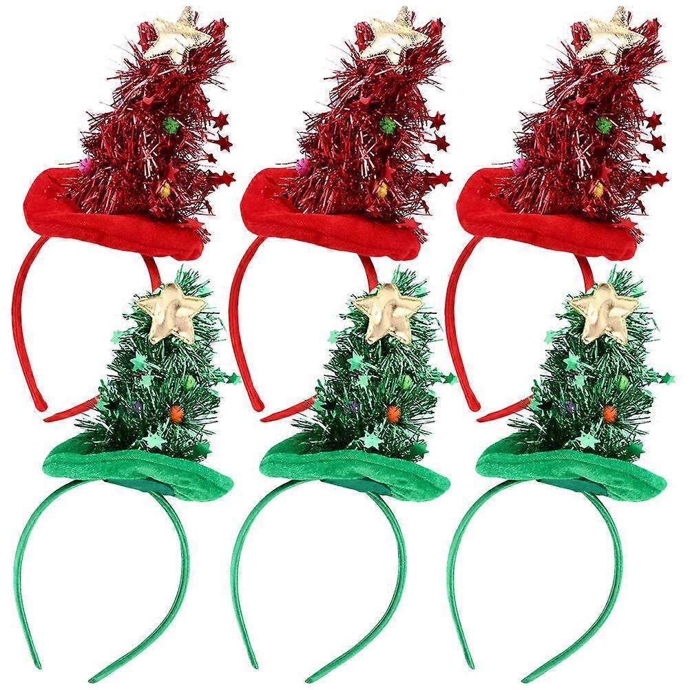 6Pcs Xmas Christmas Tree Headbands for Decoration Assorted Color Cloth