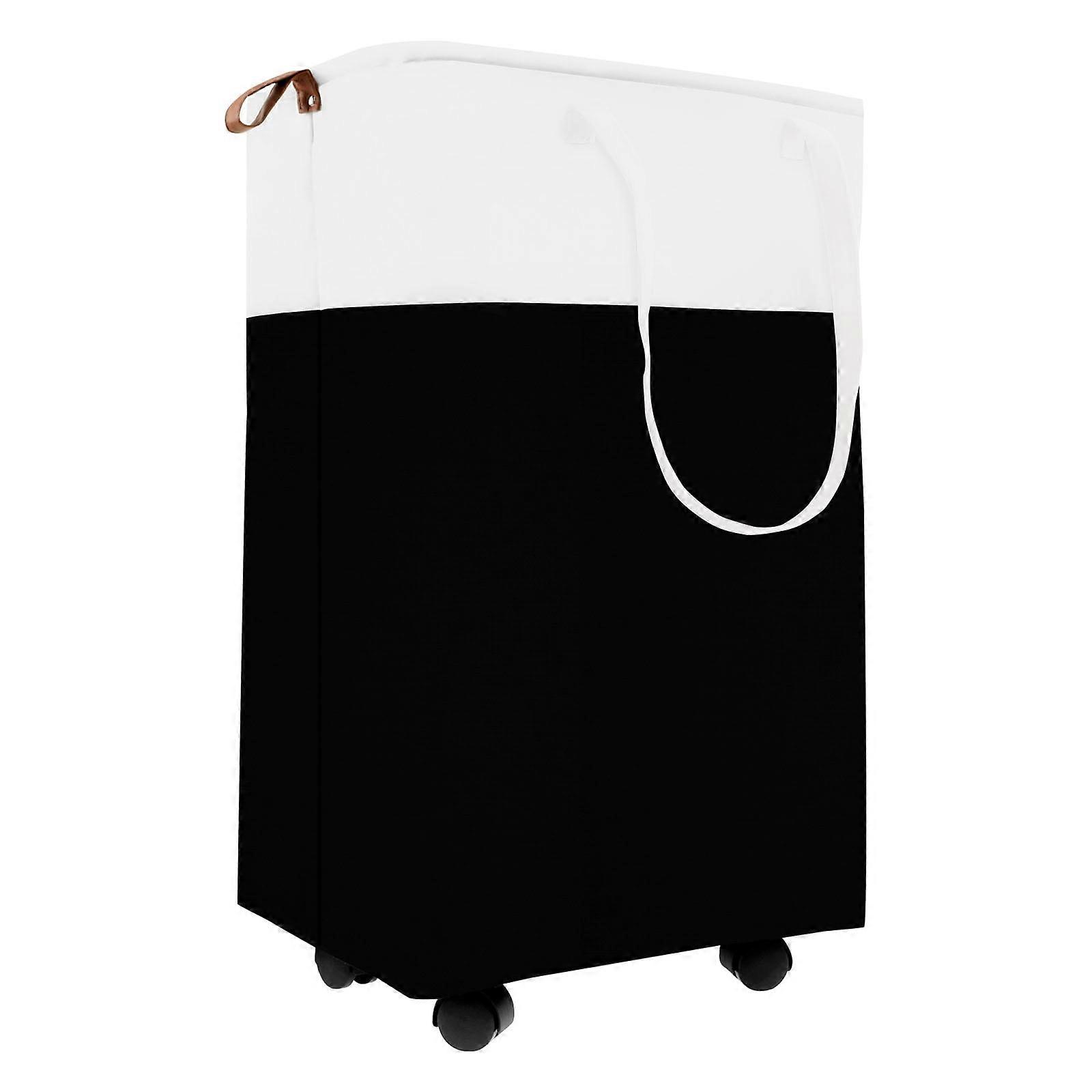 Collapsible Laundry Basket with Wheels, Large Capacity Rolling Hamper with Handles, Portable Clothes Hamper for Home Dorm Bathroom