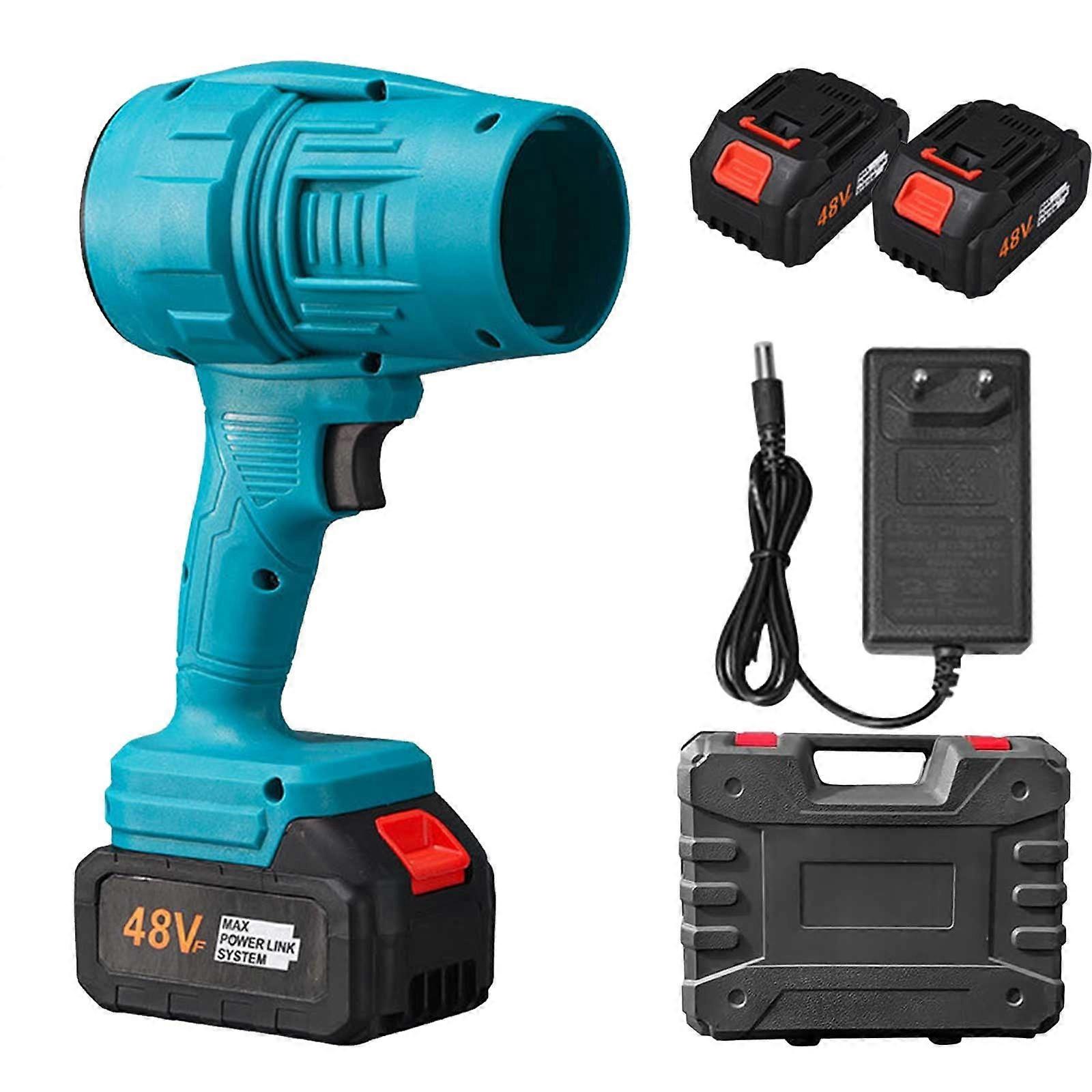 Snmubt Cordless Handheld Turbo Jet Blower, Lightweight Lithium with 2 Batteries, High-Power Turbine for Car Wash, Water & Snow Removal (Blue,