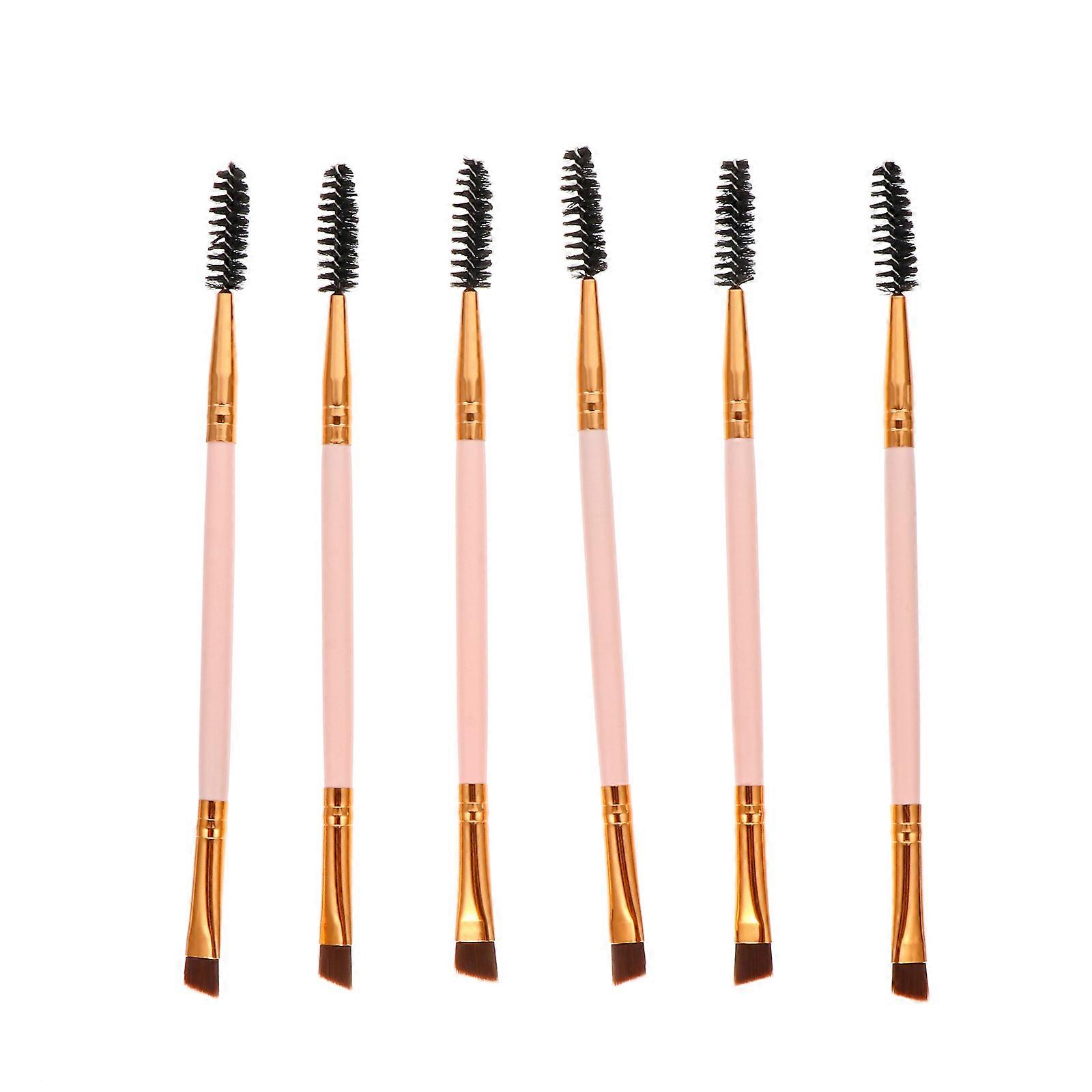 Double Ended Eyebrow Brushes for Makeup Use 12Pcs Pink Set
