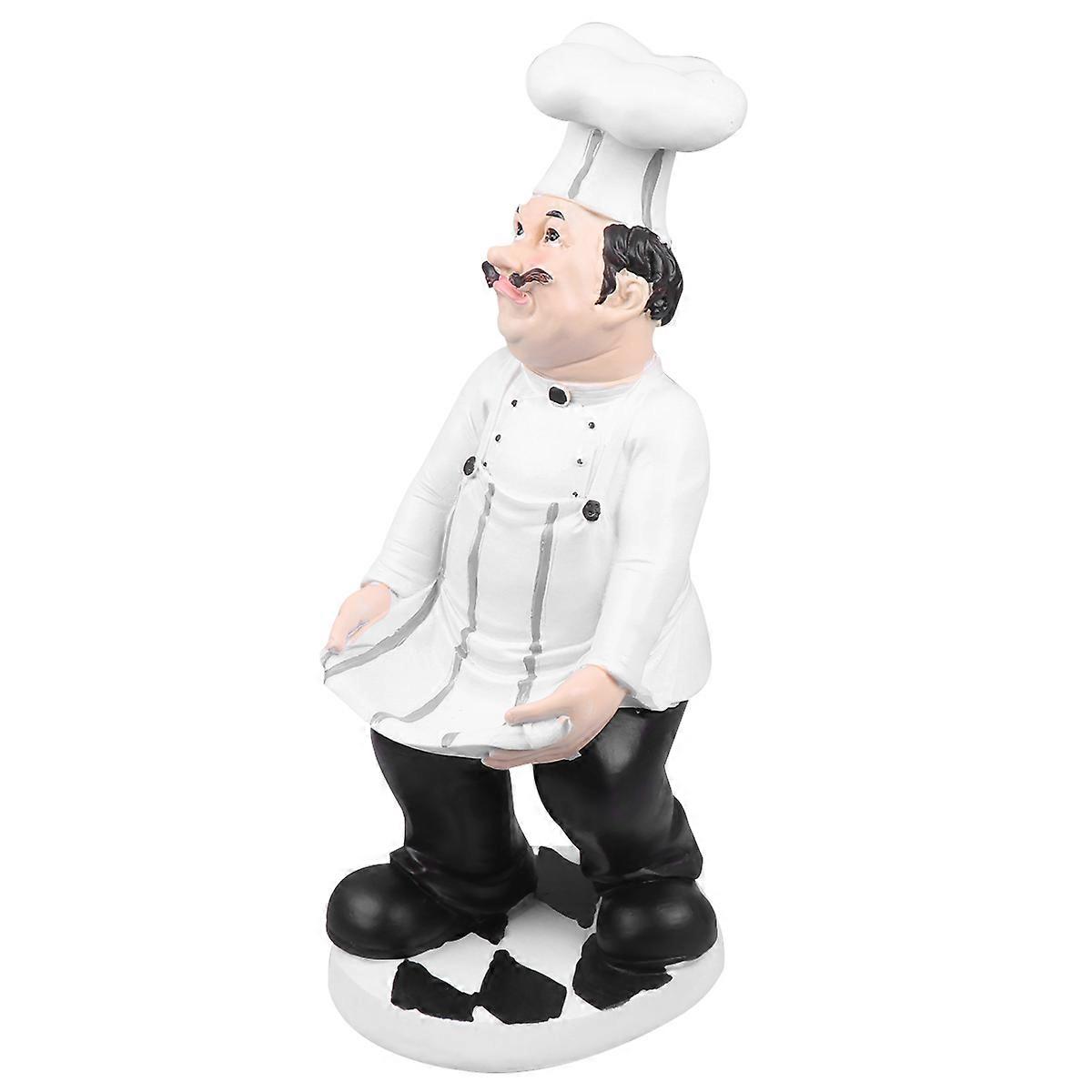 European Style Mini Resin Chef Statue Adornment For Home Bar Birthday Party 2Pcs