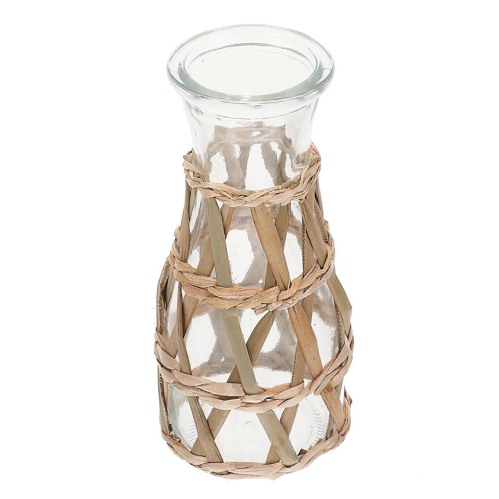 Rustic Vase Glass Flower Vase for Farmhouse Table Centerpiece 4Pcs Woven