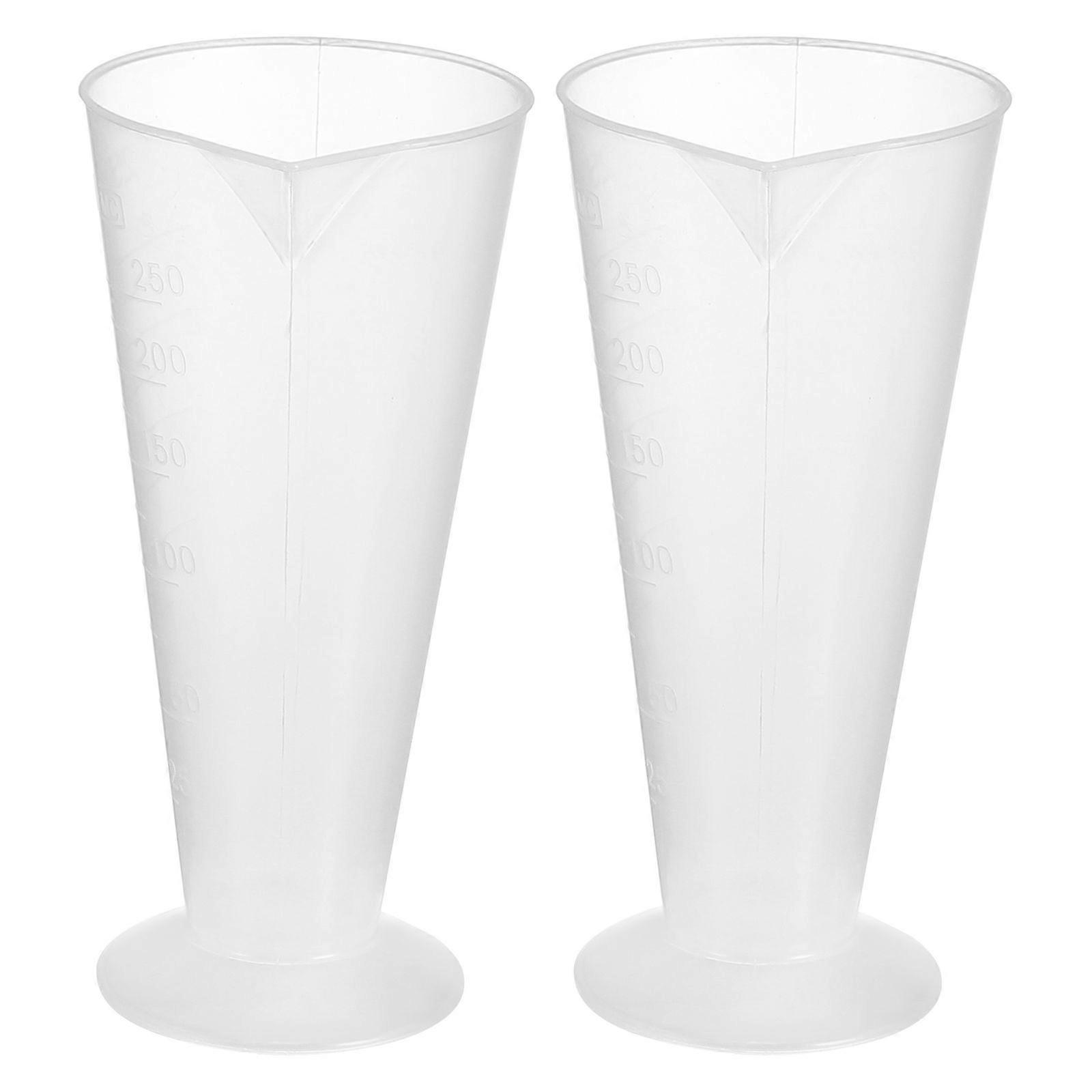 Plastic Measuring Cups 2 Pcs For Laboratory Use 250ML White Lightweight Material