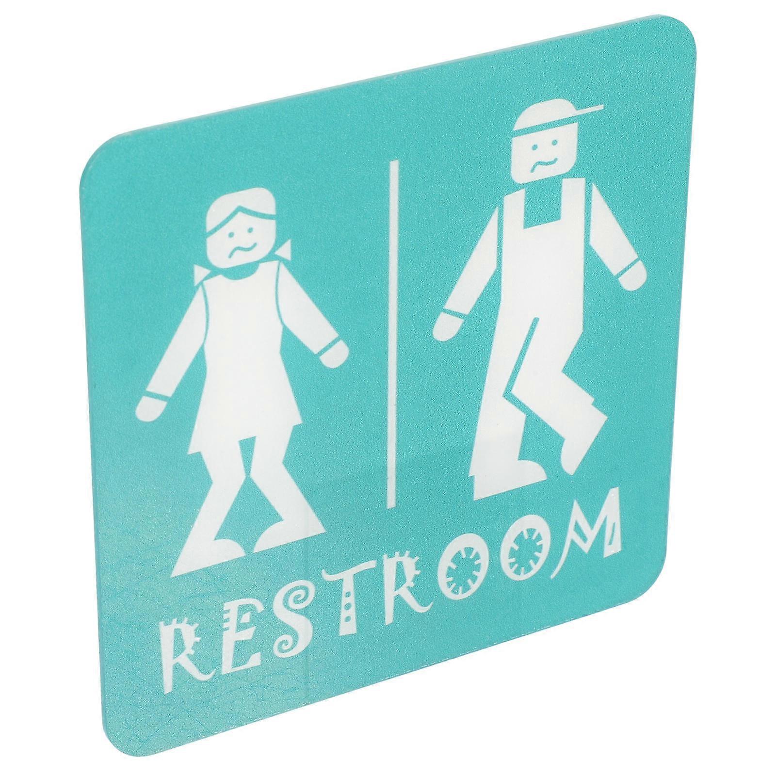 Self Adhesive Restroom Sign Acrylic for Bathroom Use Sky-Blue