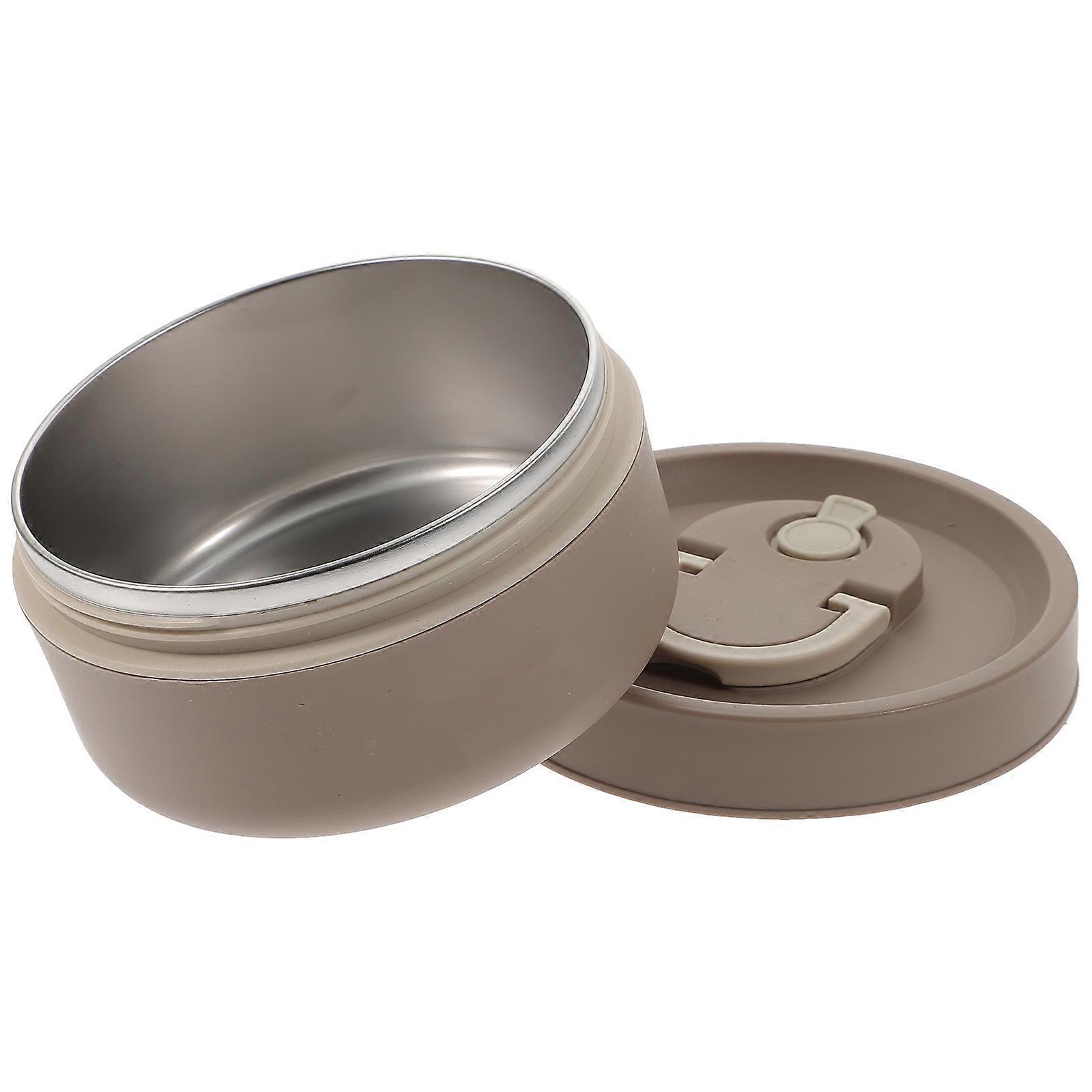 Reusable Insulated Soup Bowl with Lid for Portable Lunch Box Brown