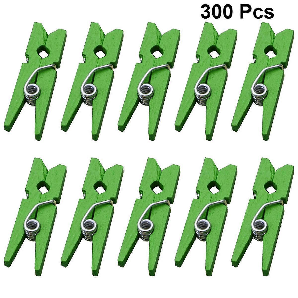 Decorating Office Mini Clips Wooden Clips Holding Name Card Rectangular Green 300Pcs
