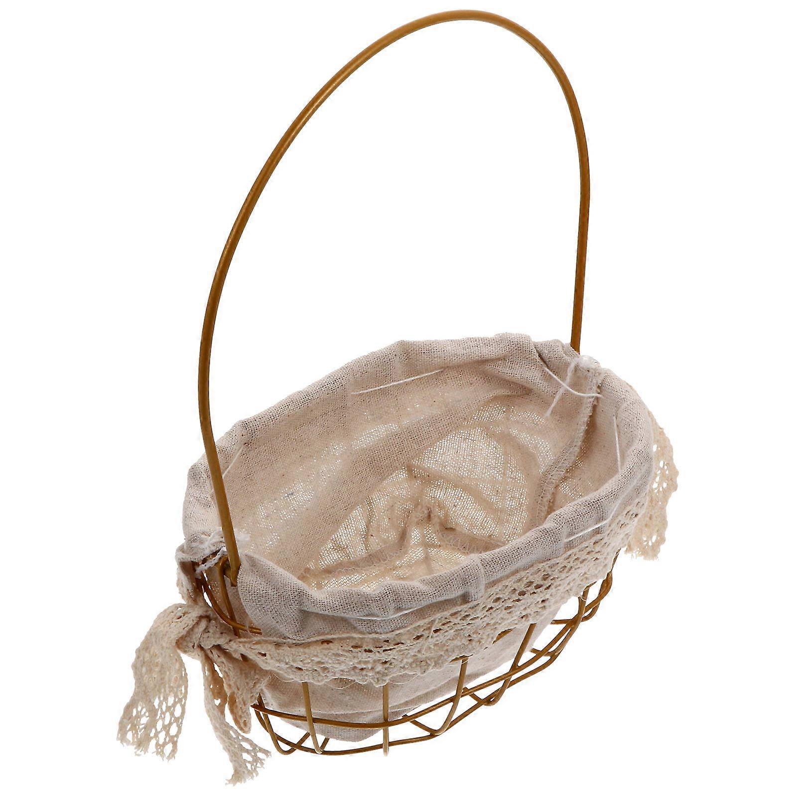 Storage Basket Iron Basket for Storage Use 2Pcs Golden