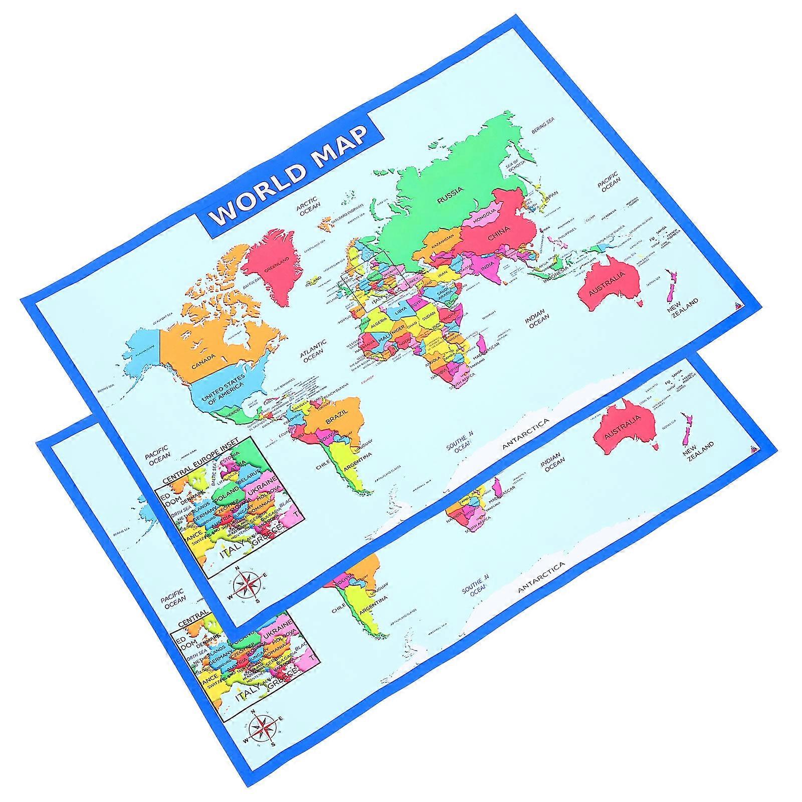 World Map Educational Poster For Preschool Children 50X35CM Cognitive Development 10Pcs