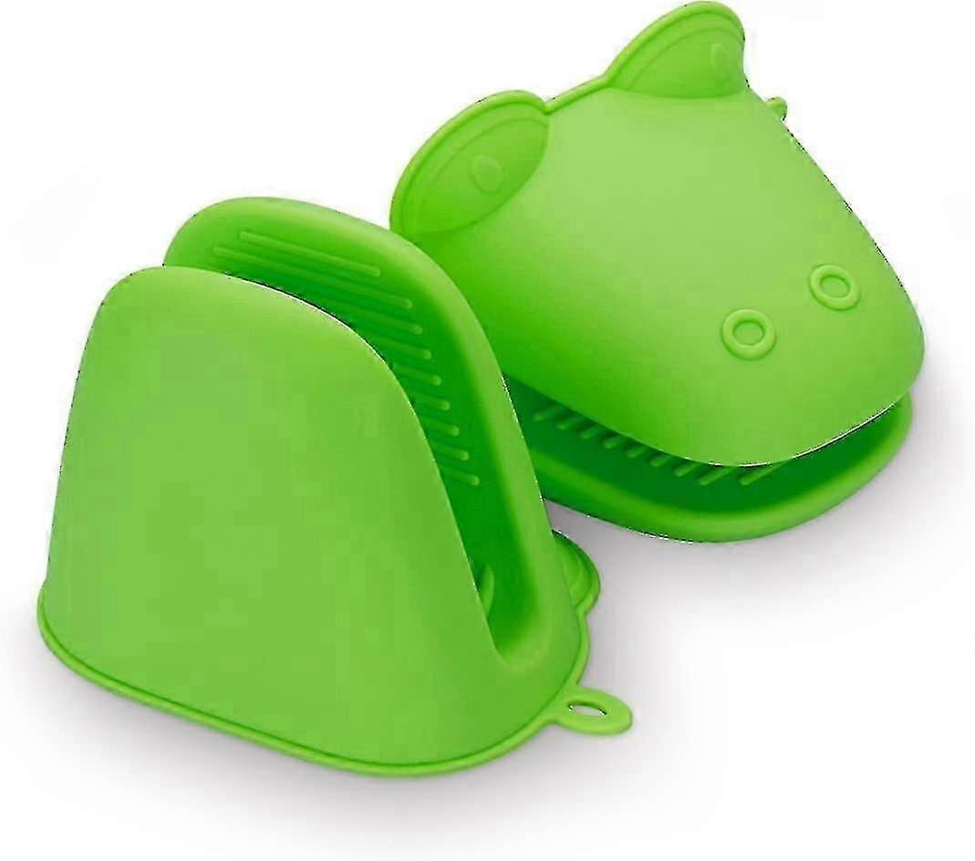 Oven Gloves, Silicone, Pot Holder, Heat Resistant, Pattern: Green Frog