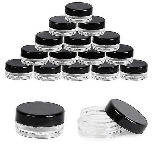 60-Pack Small Plastic Jars with Black Lids, Labels Included, 3 ml each