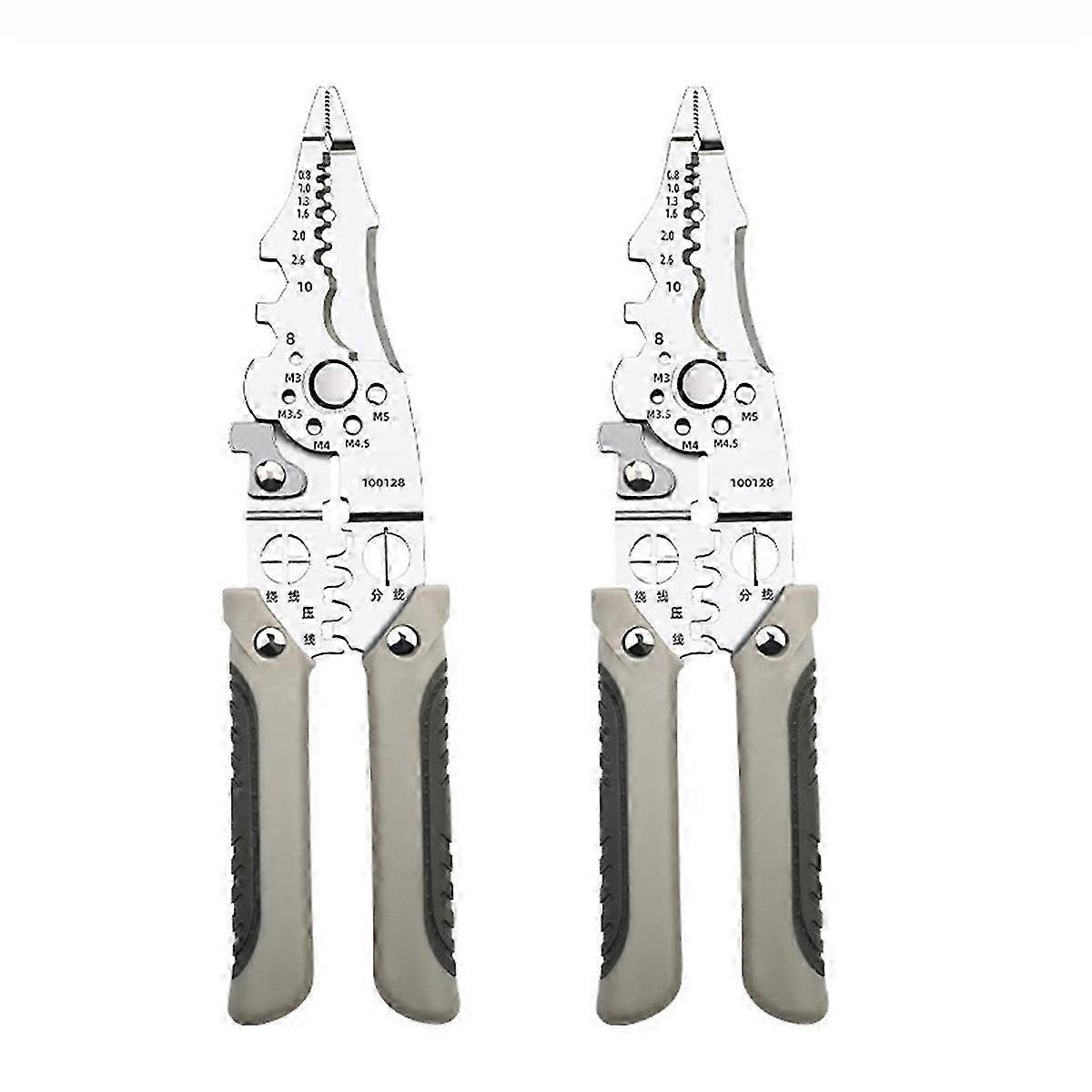 2Pcs Multifunctional Wire Stripper Crimper Pliers for Cable Cutting