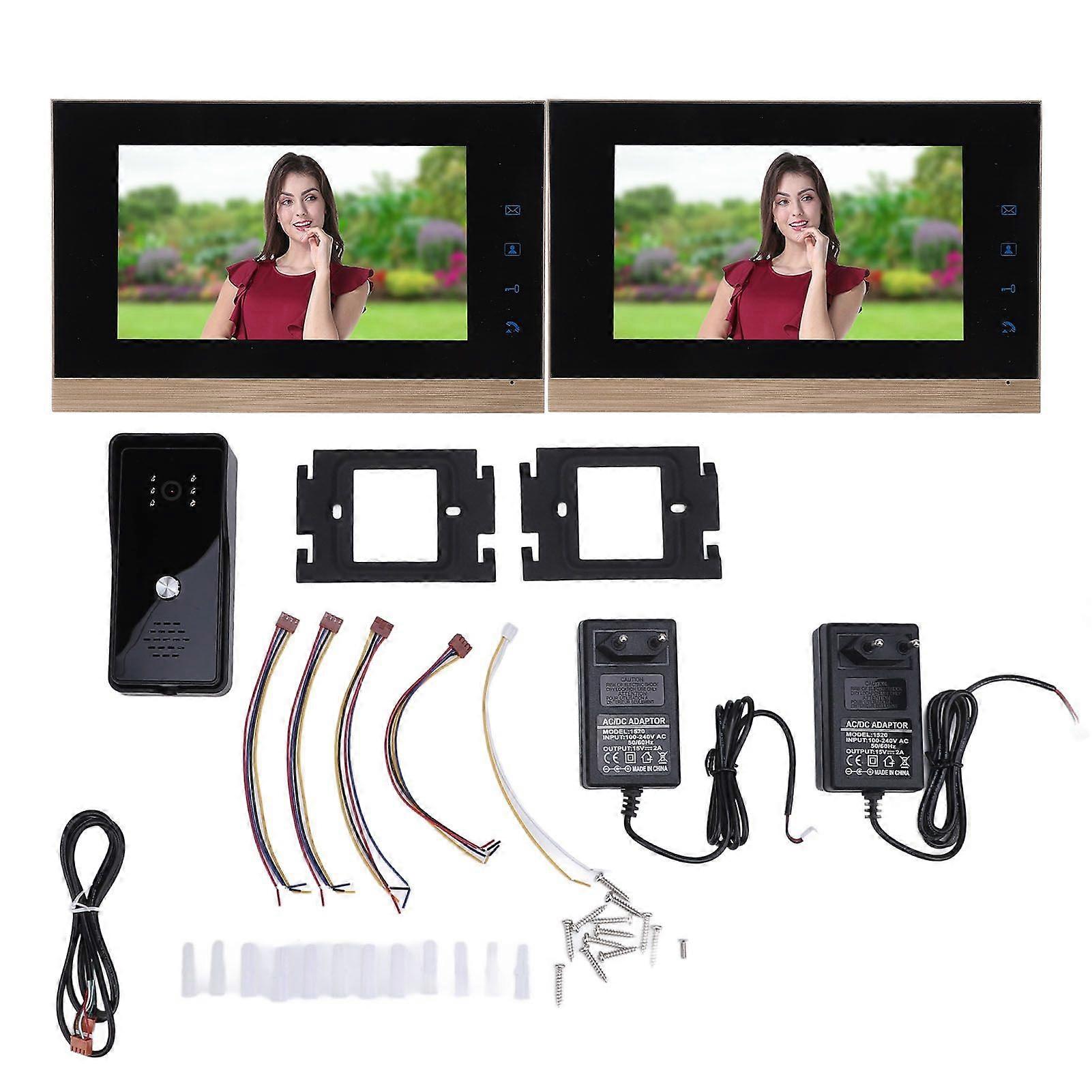 Video Intercom System Wired HD CMOS Sensor One Key Unlocking Touch Control Doorbell Camera with 7 Inch Screen for Home Company Apartment Black