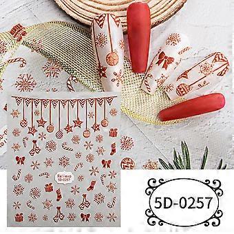 Neue DIY Weihnachten nail art aufkleber geprägte 5DINS schneemann schneeflocke Weihnachten nagel aufkleber 5D-025785*100mm bare chip