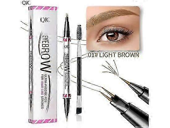 Crayon à sourcils, stylo à sourcils, crayon à sourcils Crayon à sourcils microblading à double extrémité 2-en-1 avec micro-fourchette-pointe et pinceau précis pli naturel Hair-Lik