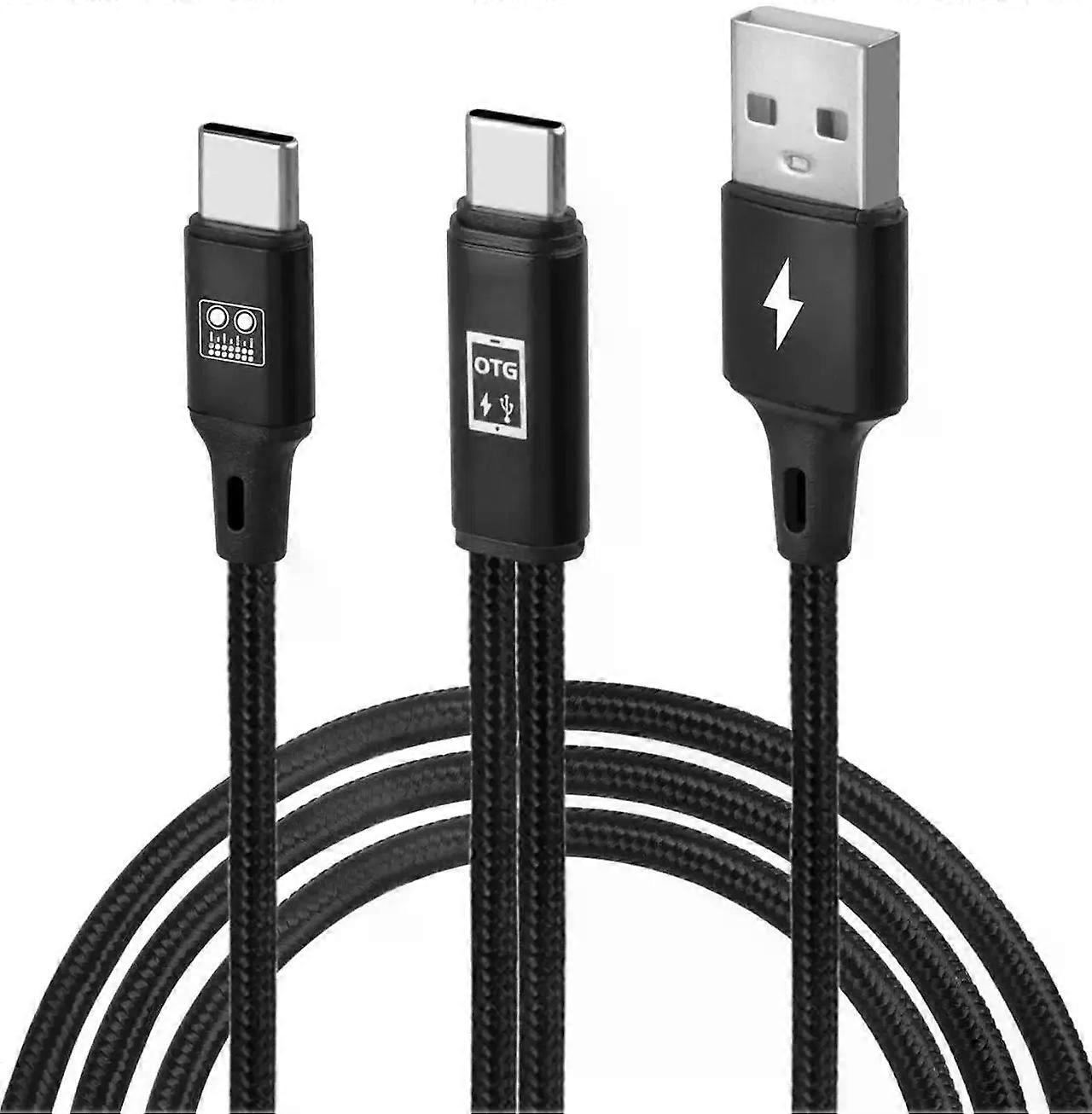 USB C OTG Sound Card Cable, USB C to Type C Male Audio Port with USB A Male Charging Port for Sound Card, Live Broadcast, Recording, Karaoke