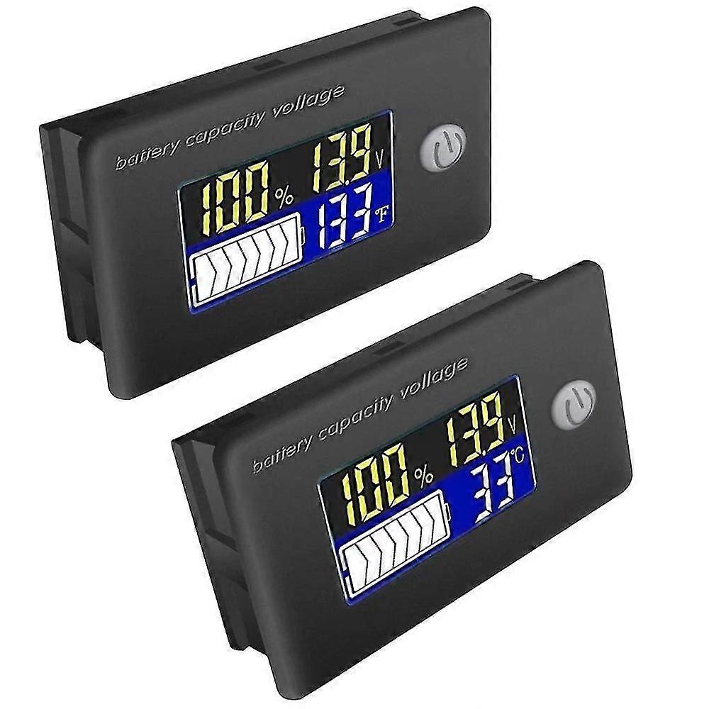 2pcs Batterie Kapazität Tester 12V Batterie Tester Temperatur Voltmeter Monitor mit Farbe LCD-Anzeige