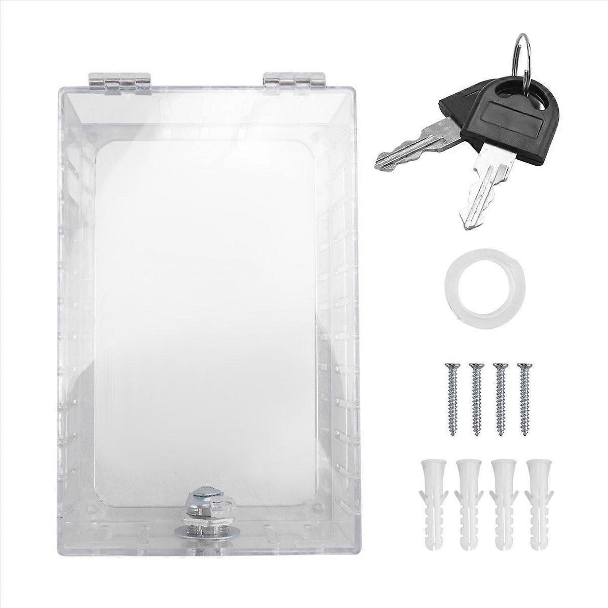 Thermostat Lock Box with Key Cover with Lock, Clear Guard for Wall