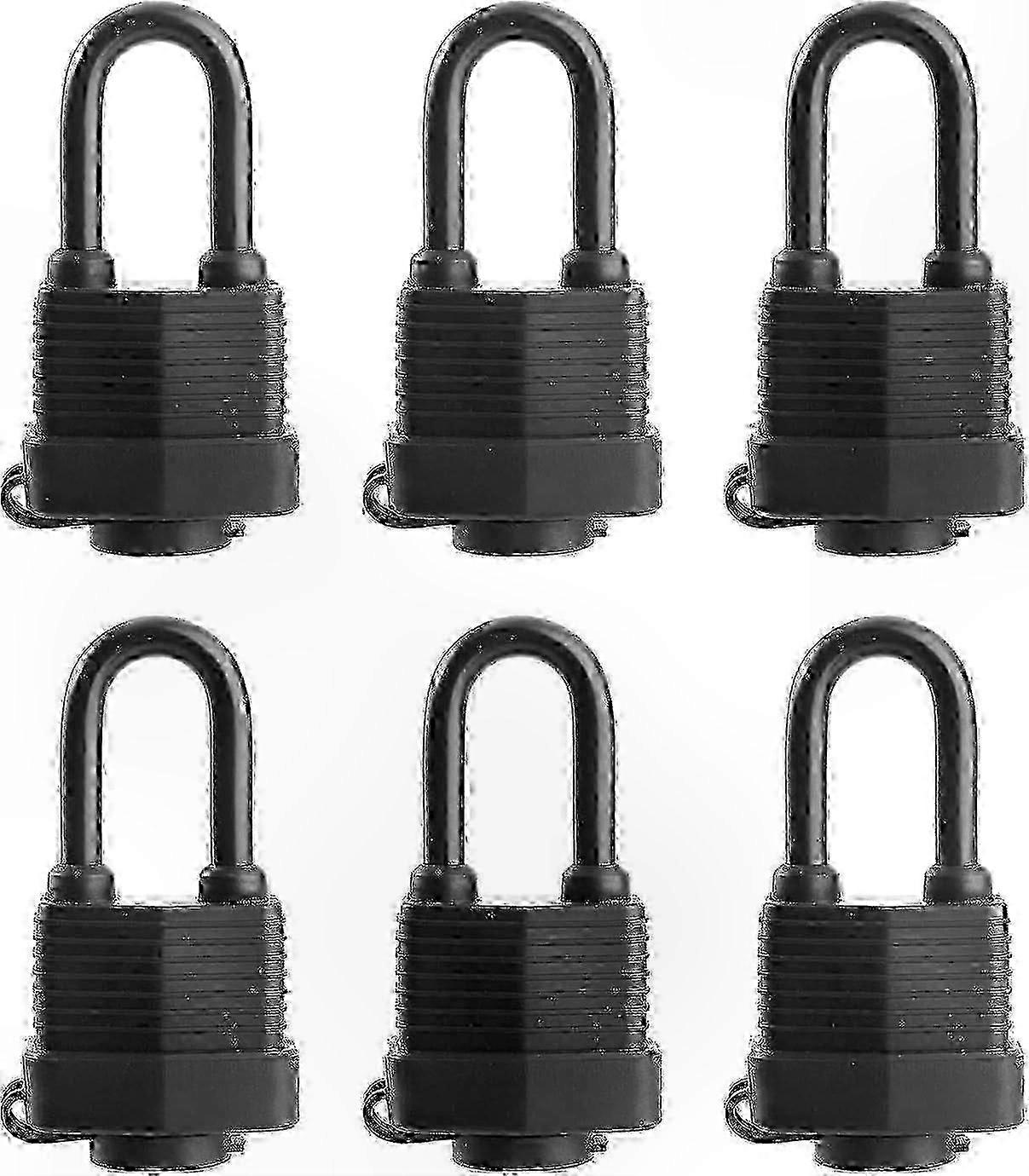 6 Pack Waterproof Laminated Steel Padlocks Keyed Alike - Secure Lock Set