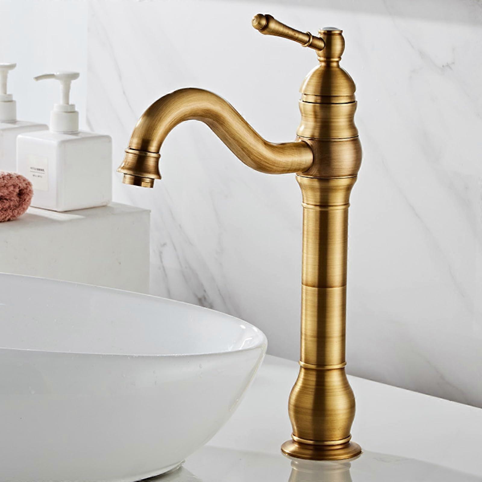 Basin Mixer Tap 360 Degree Rotatable Spout Single Lever 1Hole Design Antique Vintage  Arc Bathroom Sink Faucet