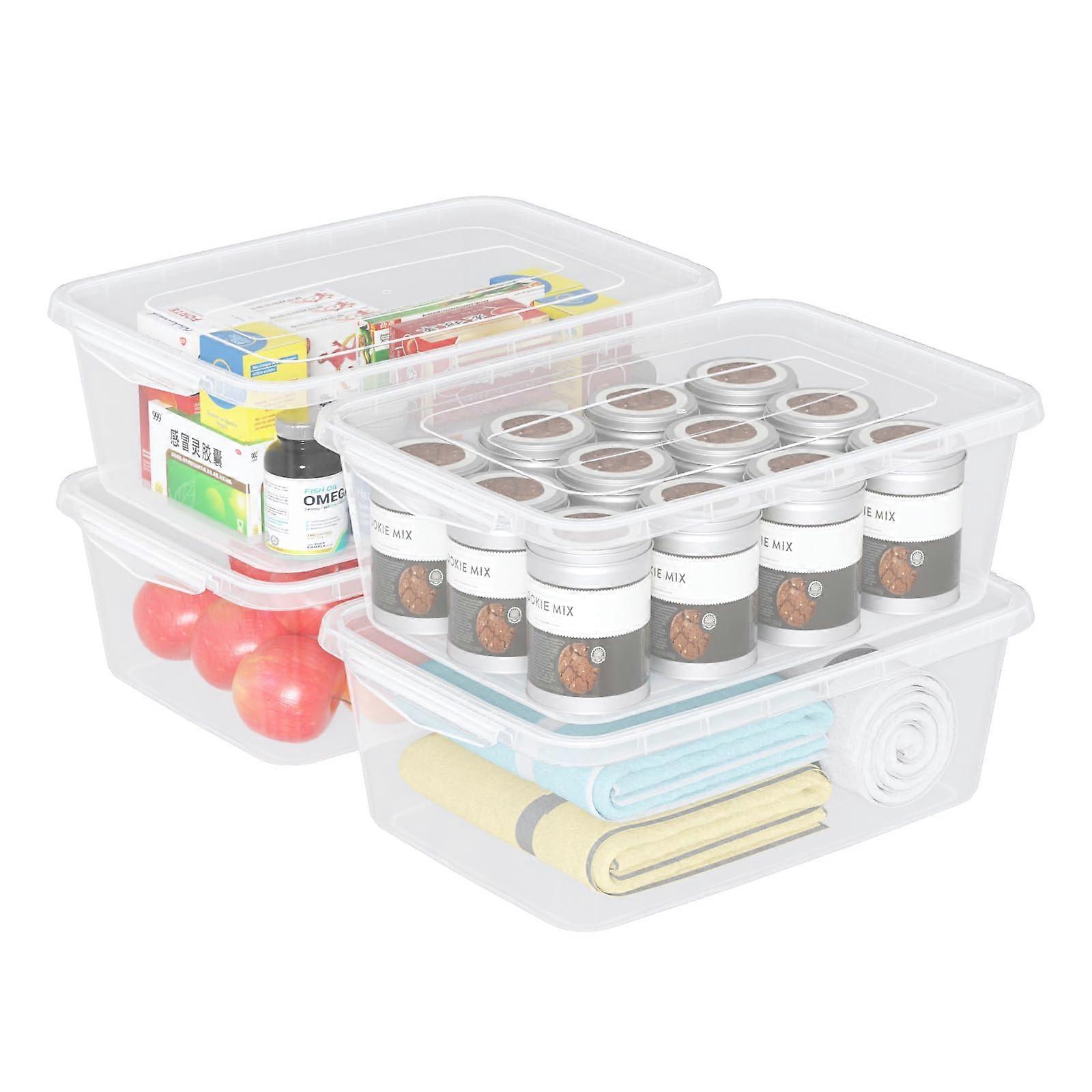 14 Quart Clear Plastic Storage Bin With Latching Lid, Stackable Storage Box, 4Pack