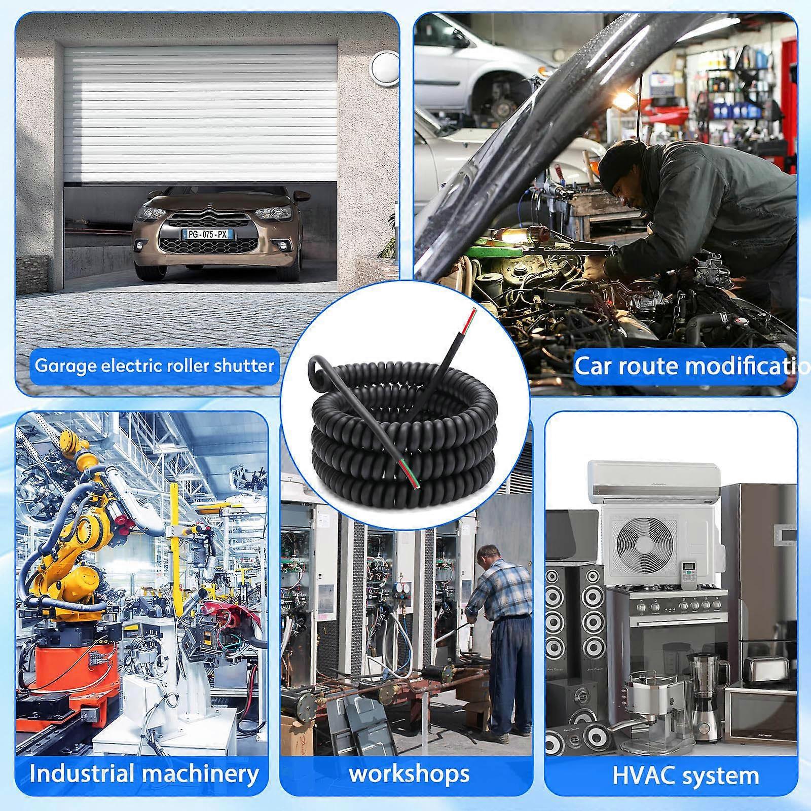 Retractable Spring Cable 18AWG Stretchable Wire Shrinkable Cable Power Extension Cord 4 Conductor Wire Enduring Multicolor